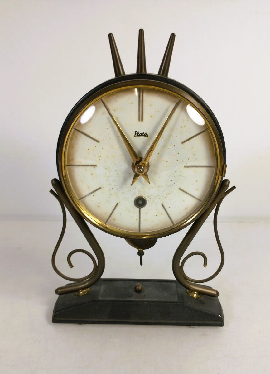 Plato design schouwklok of tafelklok – jaren 50/60 – mechanisch - foto 8