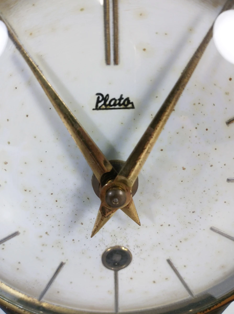 Plato design schouwklok of tafelklok – jaren 50/60 – mechanisch - foto 3