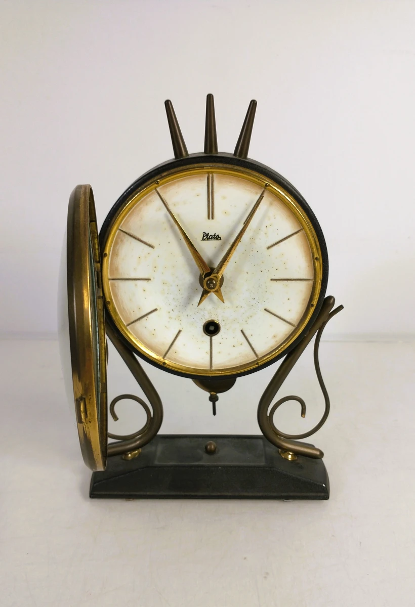 Plato design schouwklok of tafelklok – jaren 50/60 – mechanisch - foto 7