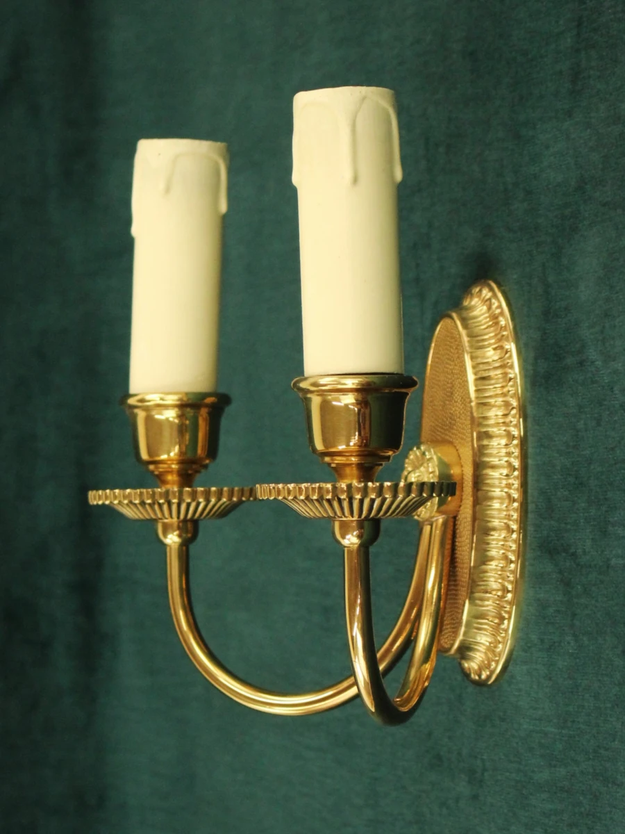 Set van 2 klassieke messing kaarsvormige wandlampen - foto 4