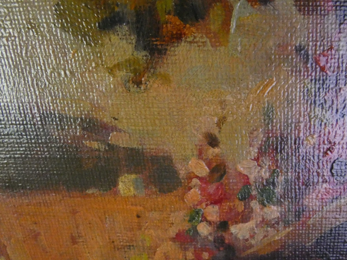 Olieverfschilderij Kippen op het Erf – János Rákosi Uitz (Vermoedelijk) - foto 3