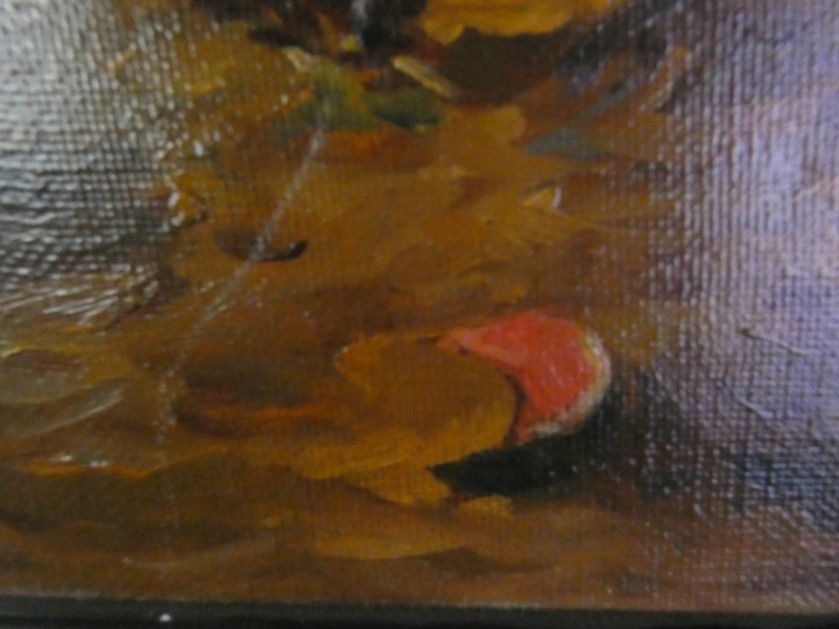 Olieverfschilderij Kippen op het Erf – János Rákosi Uitz (Vermoedelijk) - foto 6