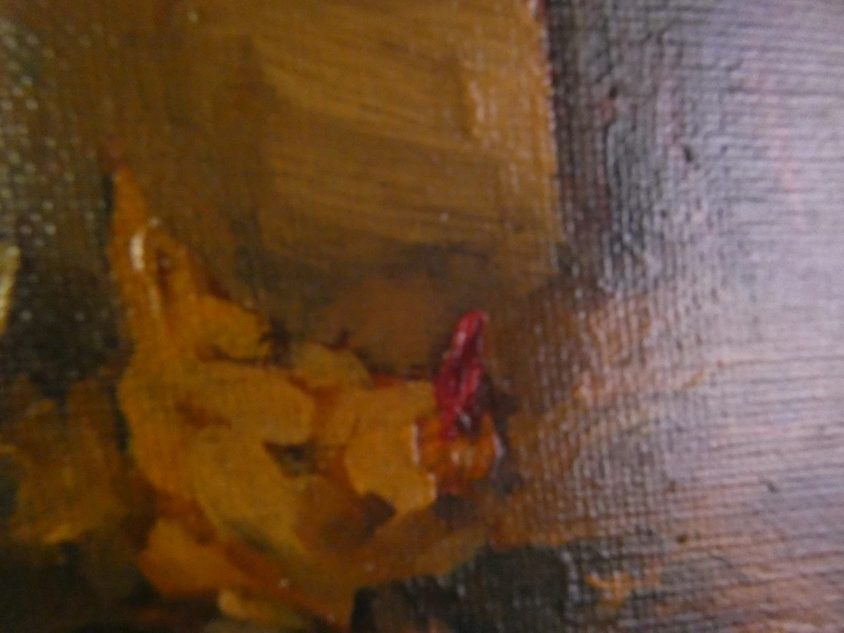 Olieverfschilderij Kippen op het Erf – János Rákosi Uitz (Vermoedelijk) - foto 8