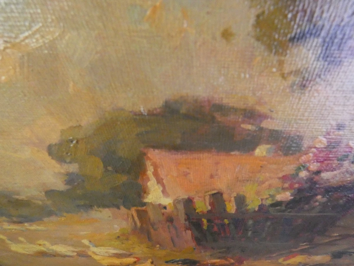 Olieverfschilderij Kippen op het Erf – János Rákosi Uitz (Vermoedelijk) - foto 18