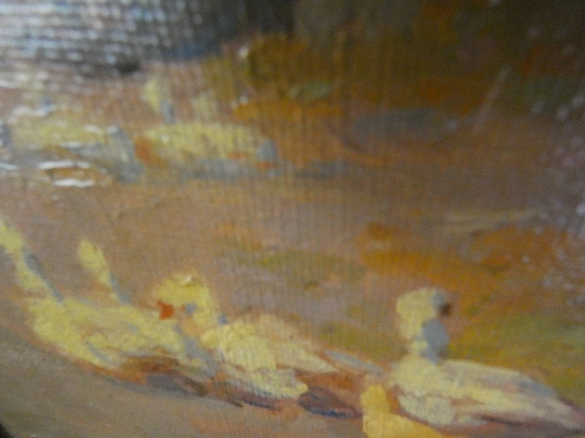 Olieverfschilderij Kippen op het Erf – János Rákosi Uitz (Vermoedelijk) - foto 19