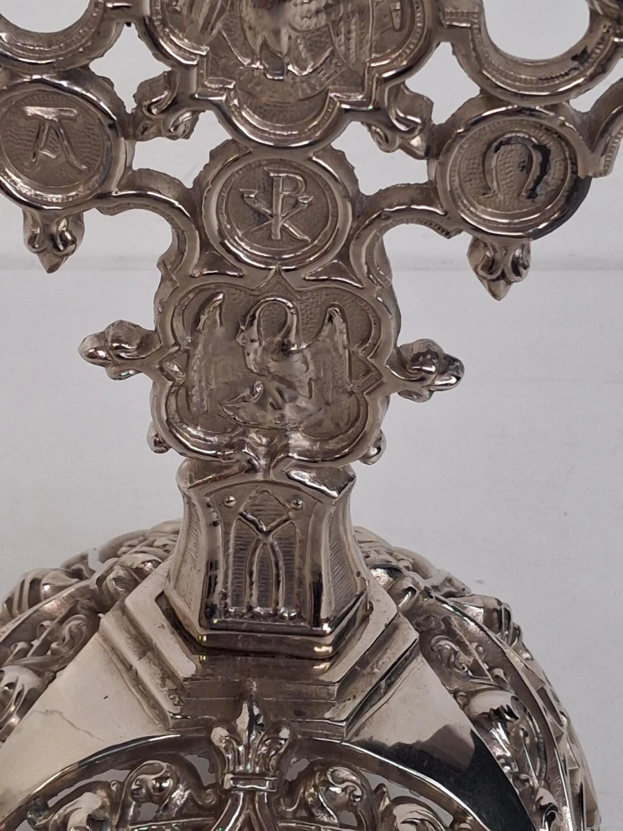 Antiek Frans altaarkruis (kruisbeeld of crucifix) in neogotische of barokstijl - foto 7