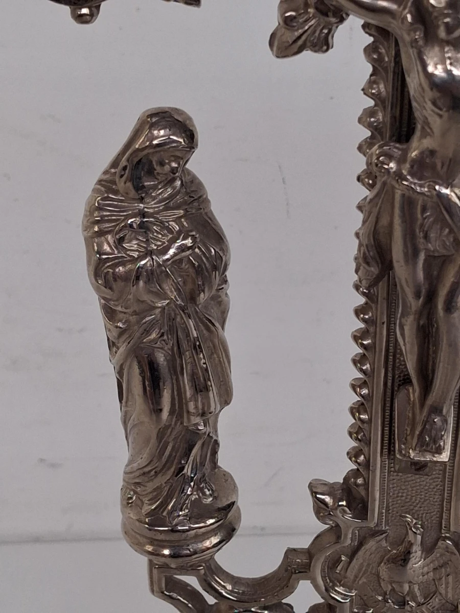 Antiek Frans altaarkruis (kruisbeeld of crucifix) in neogotische of barokstijl - foto 5
