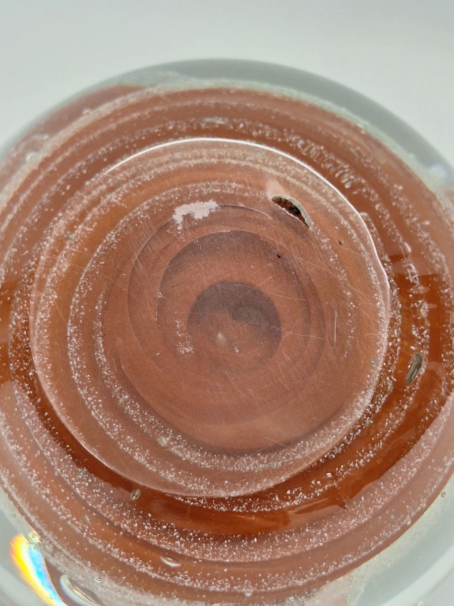 Glazen presse-papier met abstracte bruine florale vormen en luchtbellen - foto 5