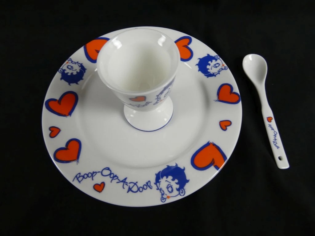 Betty Boop eierdop met bord en lepeltje van fine bone china - foto 2