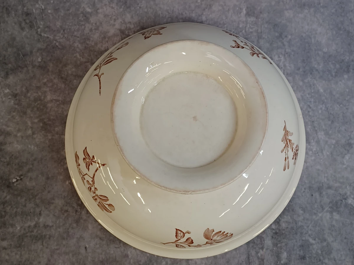 11 delig antiek Sarreguemines “Royat” servies met sepiabruin bloemendecor - foto 15