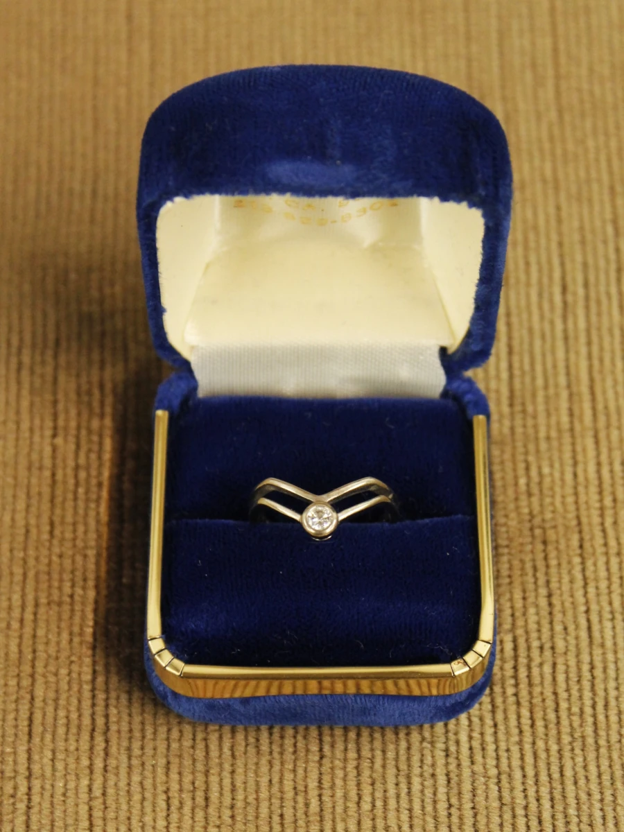 18 karaat witgouden ring met diamant - foto 2