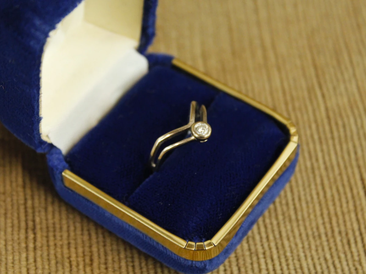 18 karaat witgouden ring met diamant - foto 3