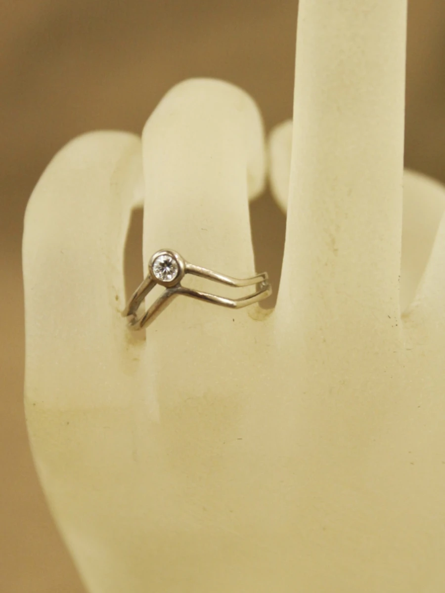 18 karaat witgouden ring met diamant - foto 8