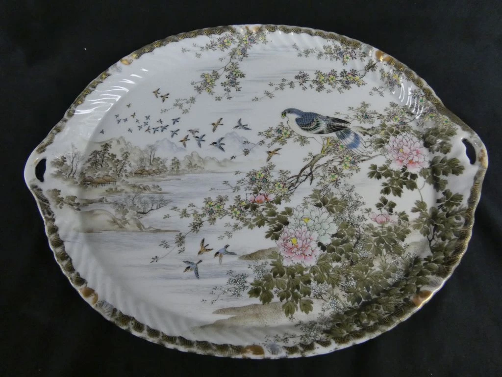 Porseleinen theeservies met decoratieve vogels en bloemen - foto 2