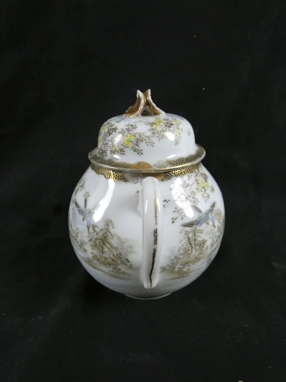 Porseleinen theeservies met decoratieve vogels en bloemen - foto 12