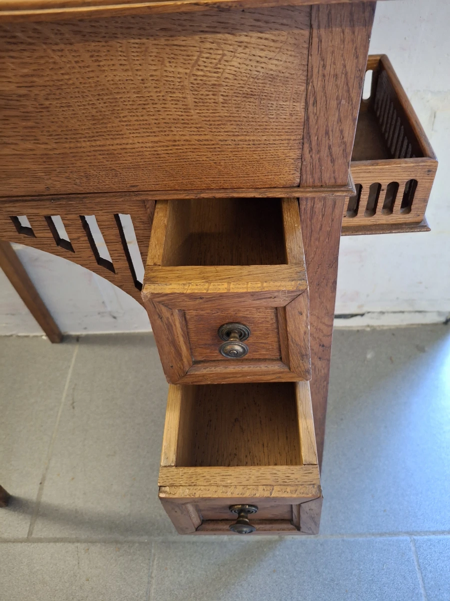 Antieke houten werk-/bijzettafel - foto 2