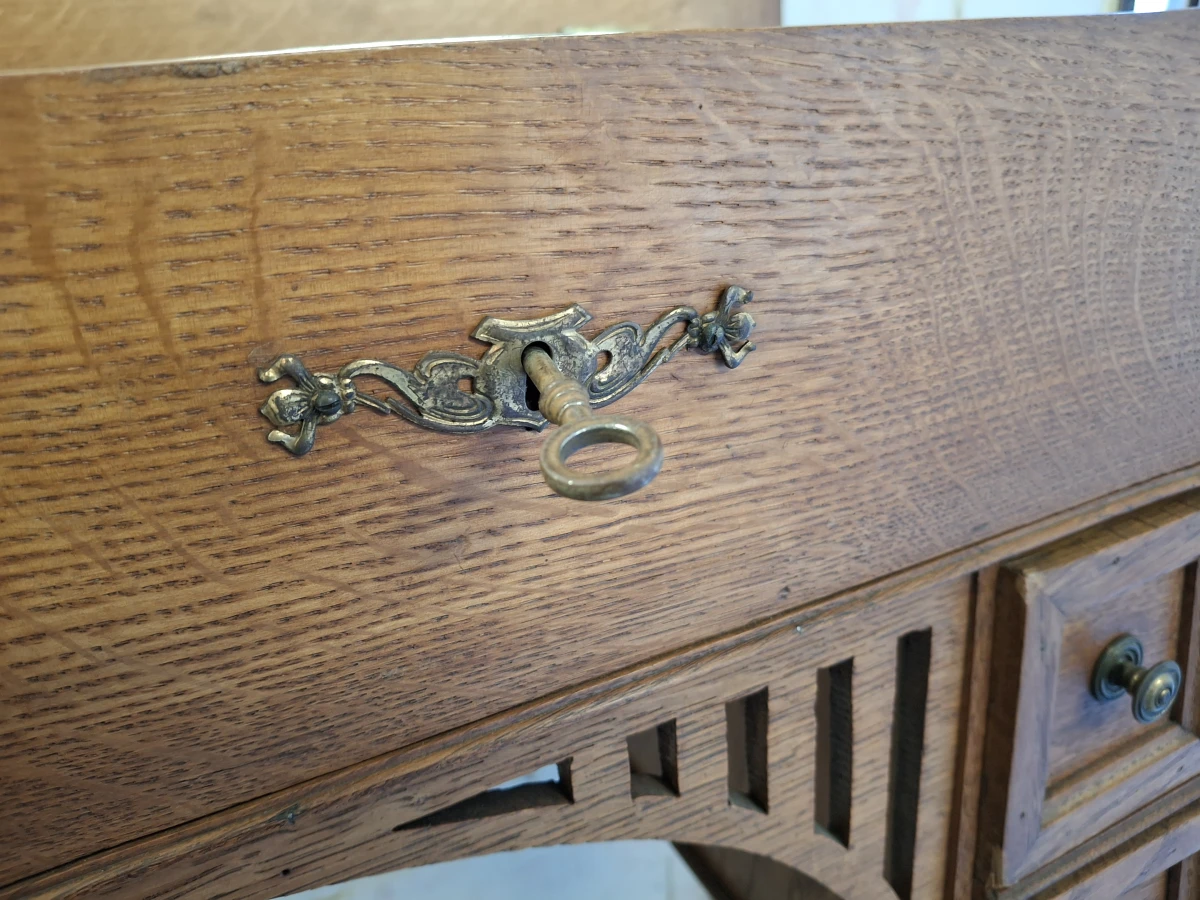 Antieke houten werk-/bijzettafel - foto 4