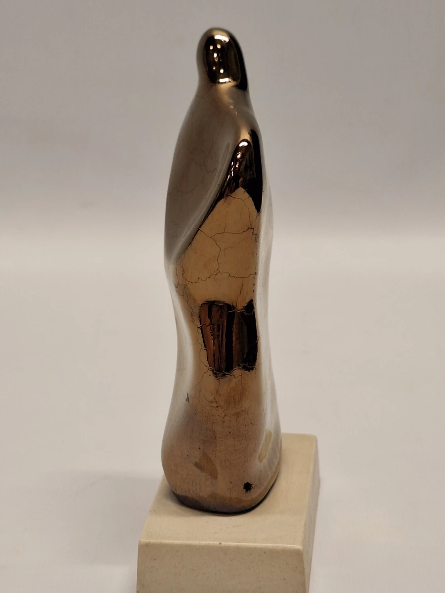 Abstracte torsosculptuur met glanzende bronskleurige craquelé afwerking - M. Baanth - foto 5