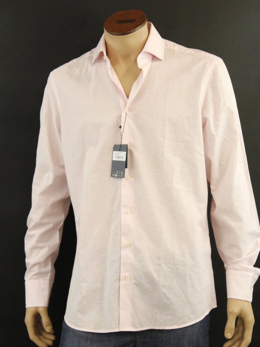 Hackett London Tailord fit herenhemd in zacht roze met katoen linnenblend (nieuw met prijskaartje) - foto 2