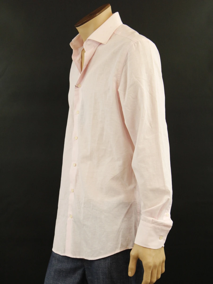 Hackett London Tailord fit herenhemd in zacht roze met katoen linnenblend (nieuw met prijskaartje) - foto 5