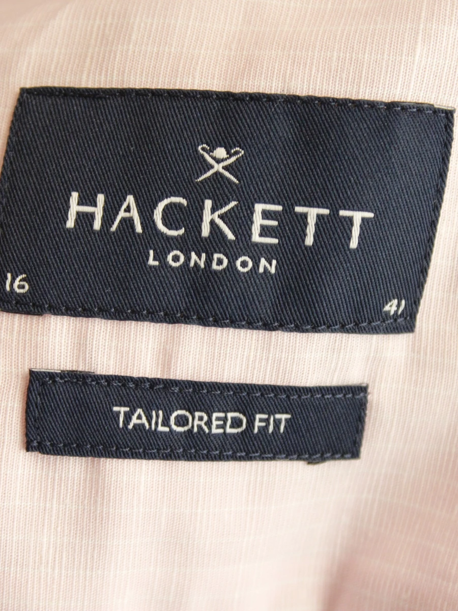 Hackett London Tailord fit herenhemd in zacht roze met katoen linnenblend (nieuw met prijskaartje) - foto 7