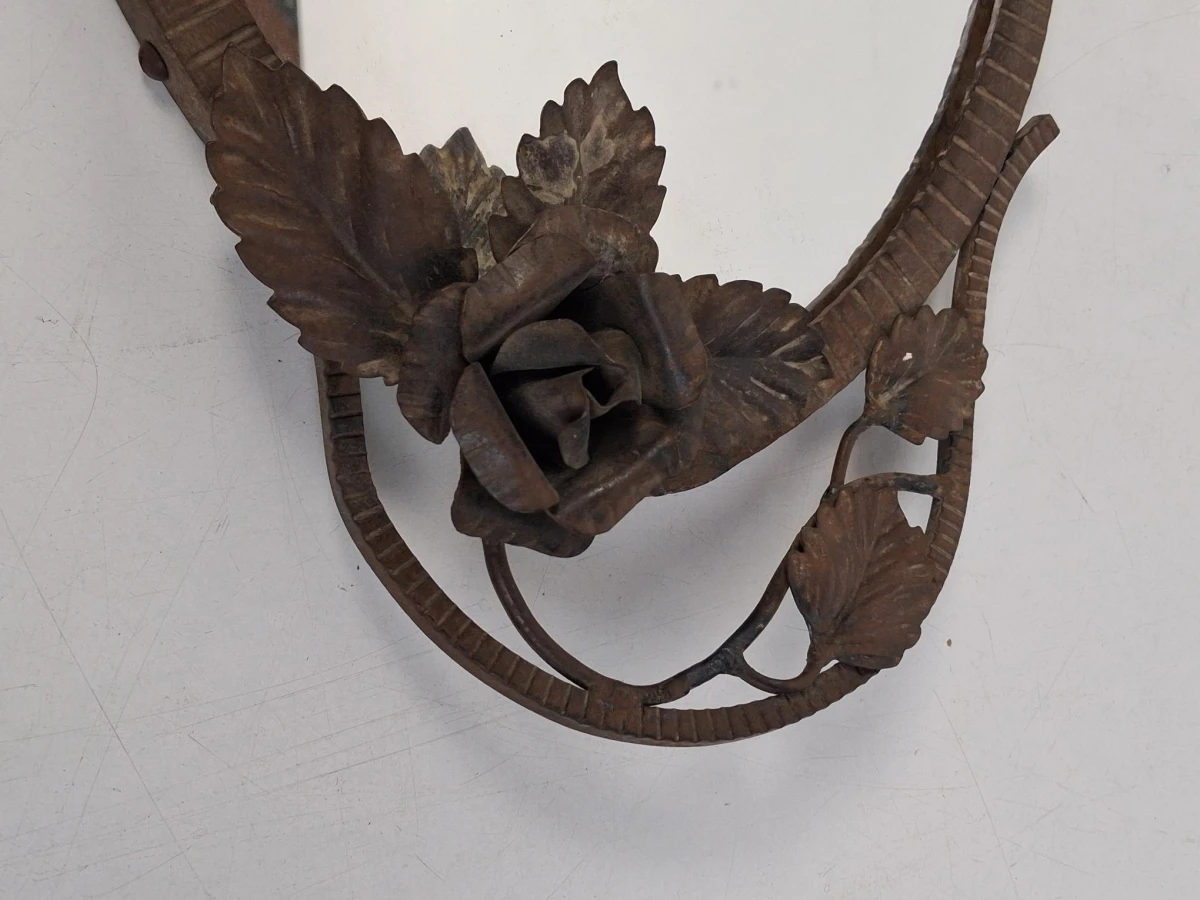 Antieke Franse Art Deco wandspiegel van smeedijzer (fer forgé) - foto 3