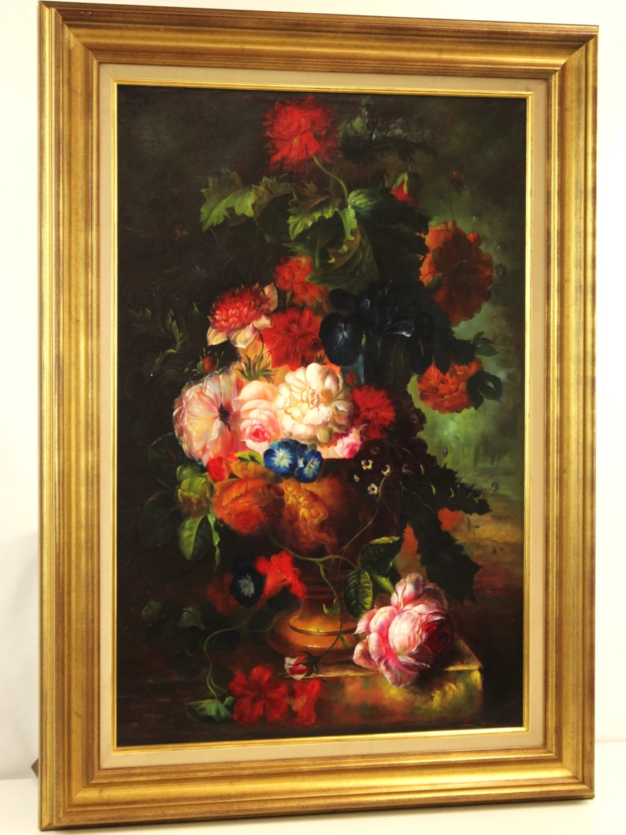 Kleurrijk handgeschilderd bloemstilleven - olie op doek - 90 x 60 cm - foto 8