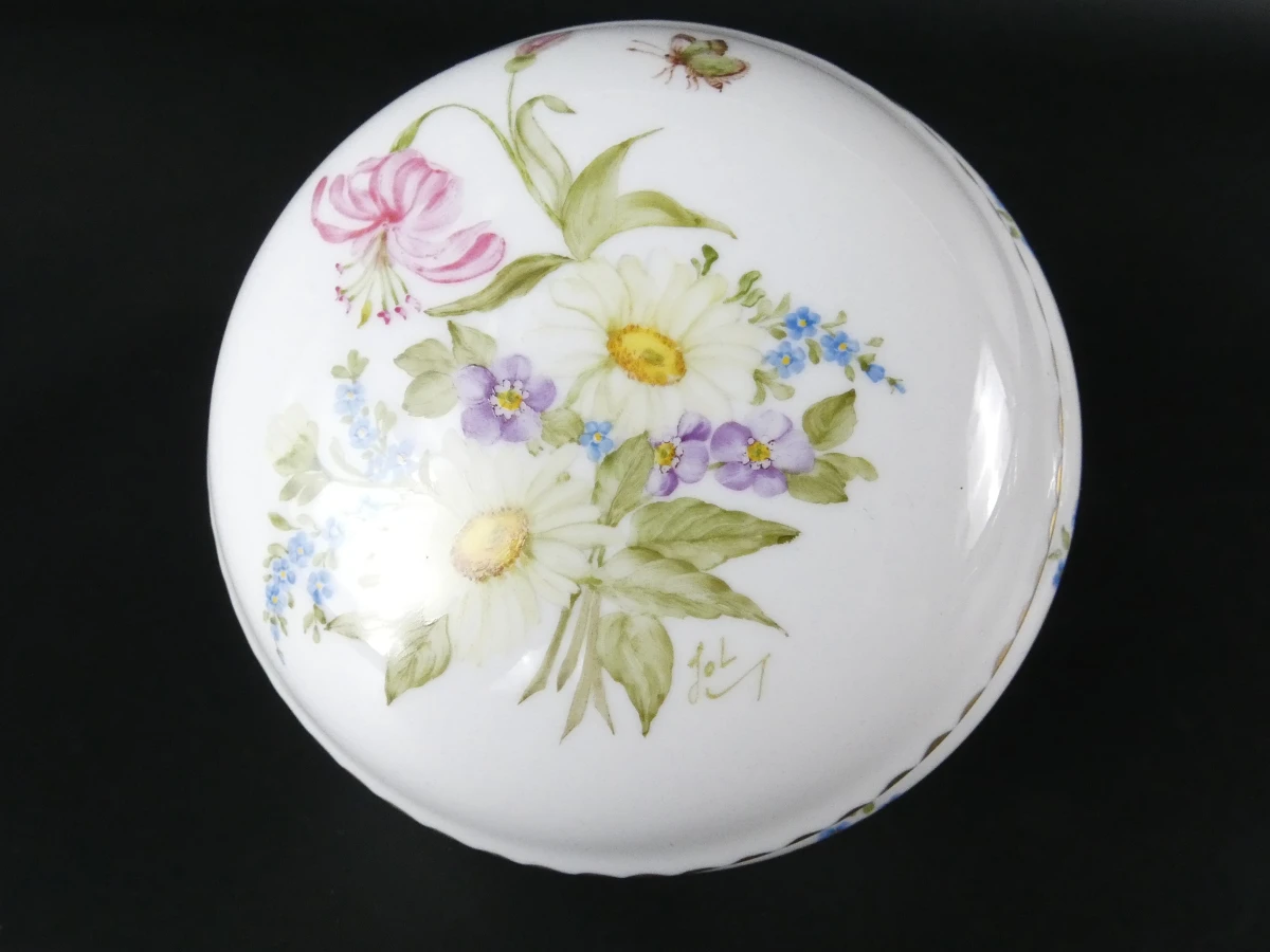 Set van 6 handgeschilderde Limoges porseleinen doosjes - foto 2