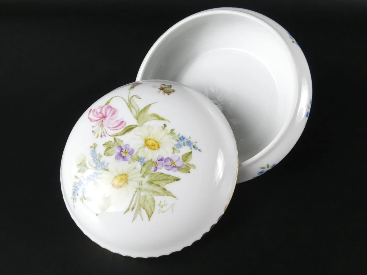 Set van 6 handgeschilderde Limoges porseleinen doosjes - foto 4