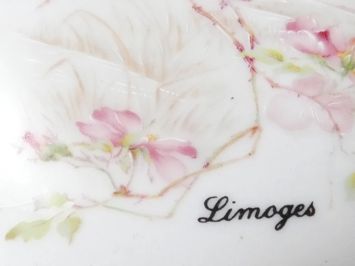 Set van 6 handgeschilderde Limoges porseleinen doosjes - foto 7