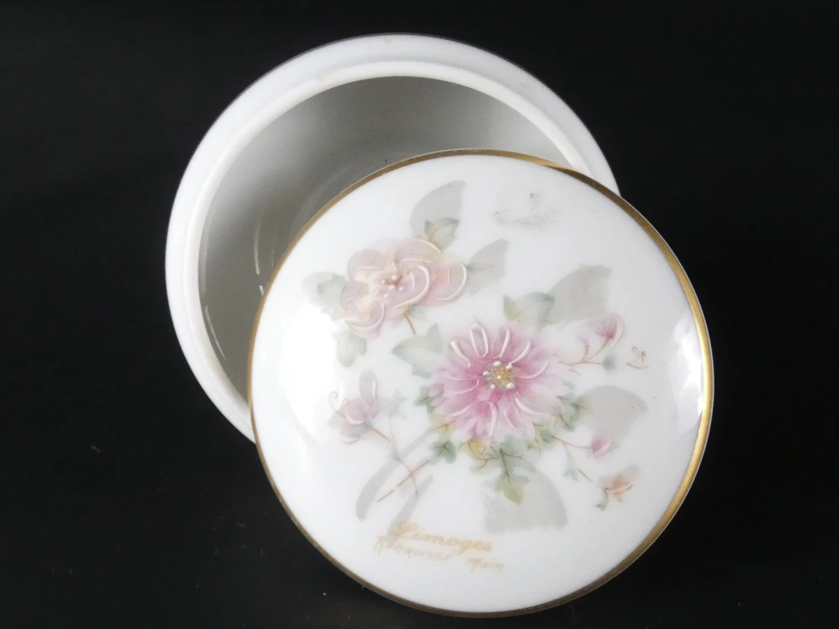 Set van 6 handgeschilderde Limoges porseleinen doosjes - foto 13