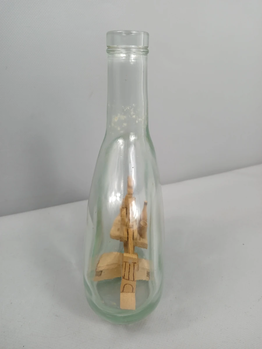 Houten tafereel in glazen fles - foto 2