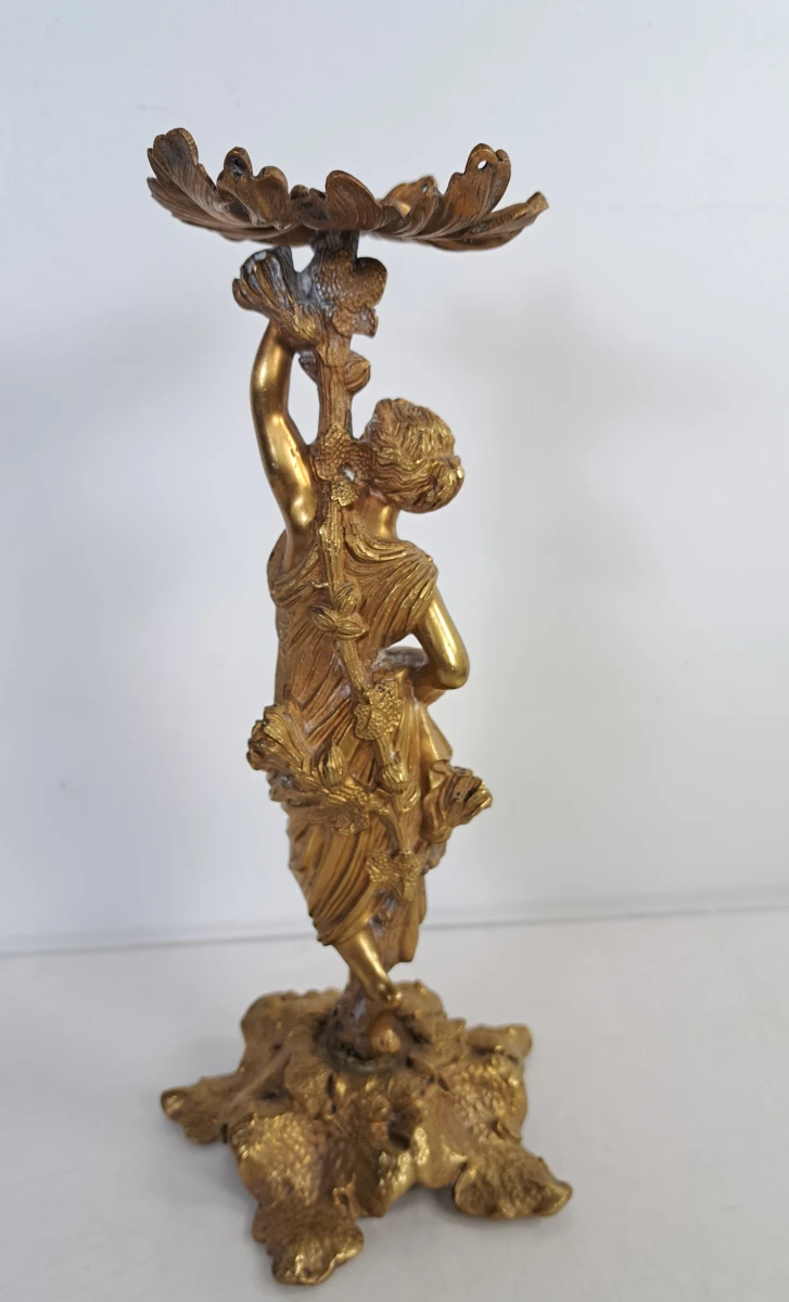 Gouden kaarsenhouder met vrouwelijk figuur - foto 3