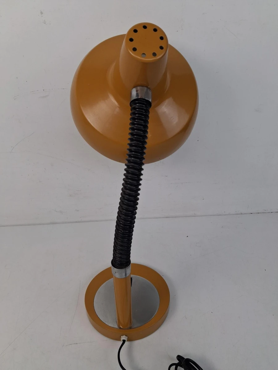 Okergele vintage zwanenhals bureaulamp - foto 4