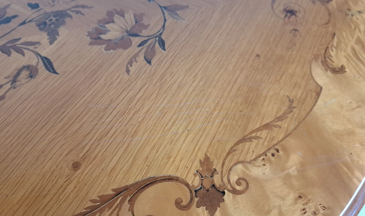 Ovale houten salontafel met bloemeninleg - foto 10