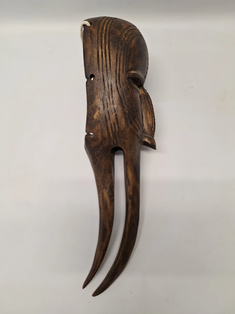 Afrikaans houten vogelmasker met dubbele snavel - foto 3