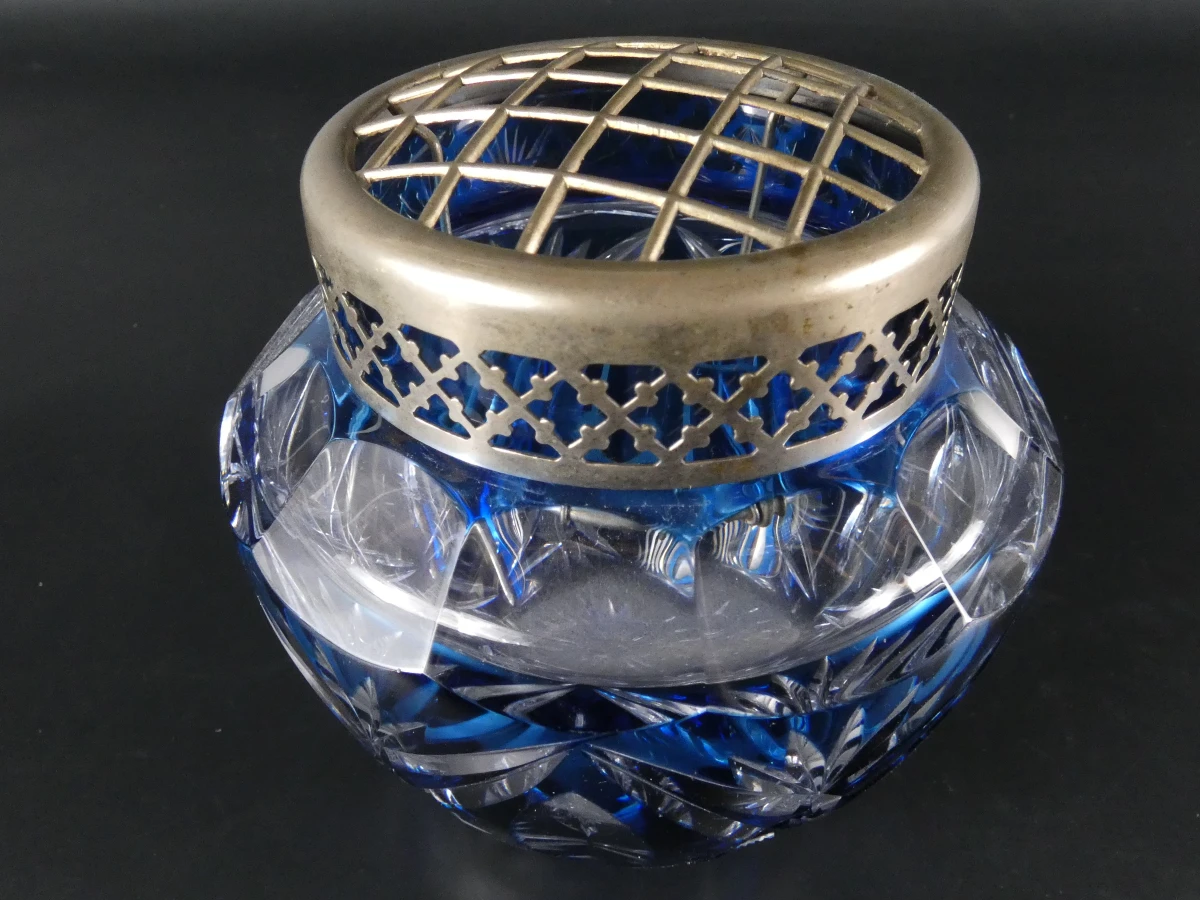 Art Deco kristallen pique-fleur – Kobaltblauw cut-to-clear - foto 2