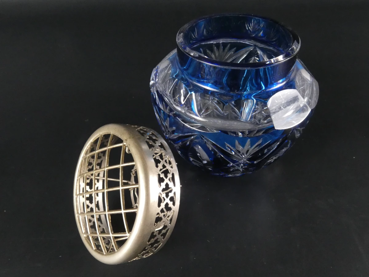 Art Deco kristallen pique-fleur – Kobaltblauw cut-to-clear - foto 3