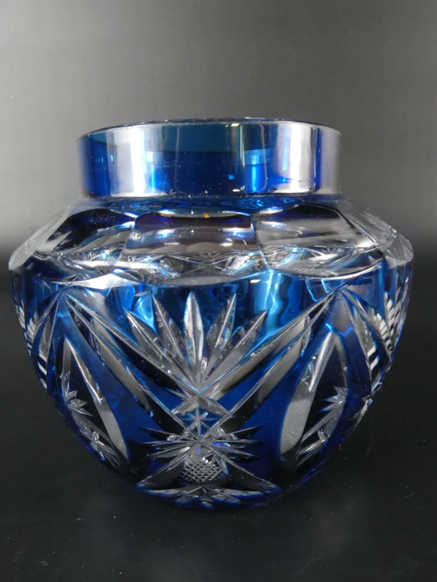 Art Deco kristallen pique-fleur – Kobaltblauw cut-to-clear - foto 4