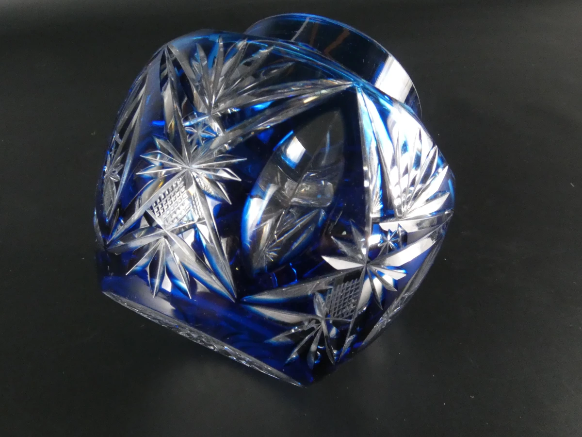 Art Deco kristallen pique-fleur – Kobaltblauw cut-to-clear - foto 5