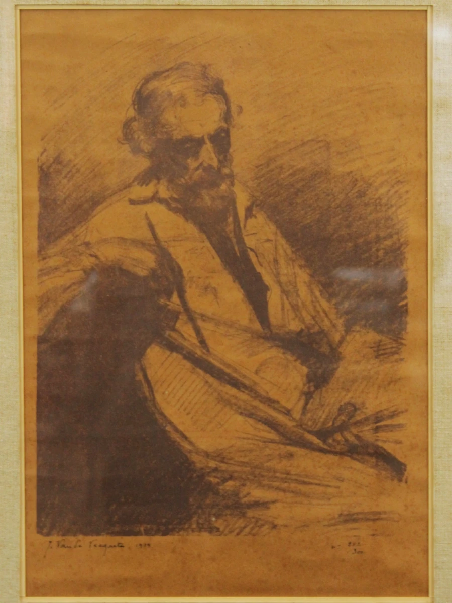 Gesigneerde litho portret van een man - genummerd 252/300 - Julien Van De Veegaete - foto 2