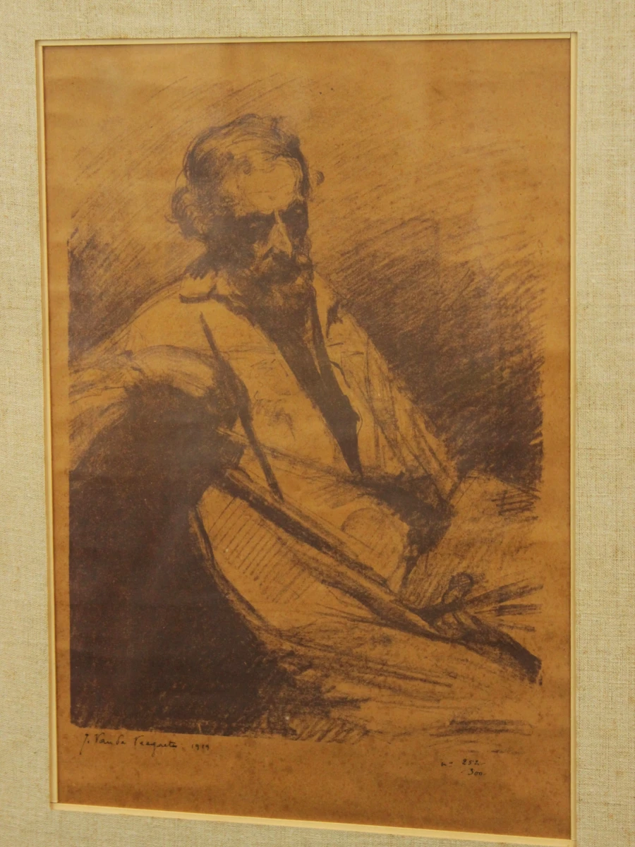 Gesigneerde litho portret van een man - genummerd 252/300 - Julien Van De Veegaete - foto 5
