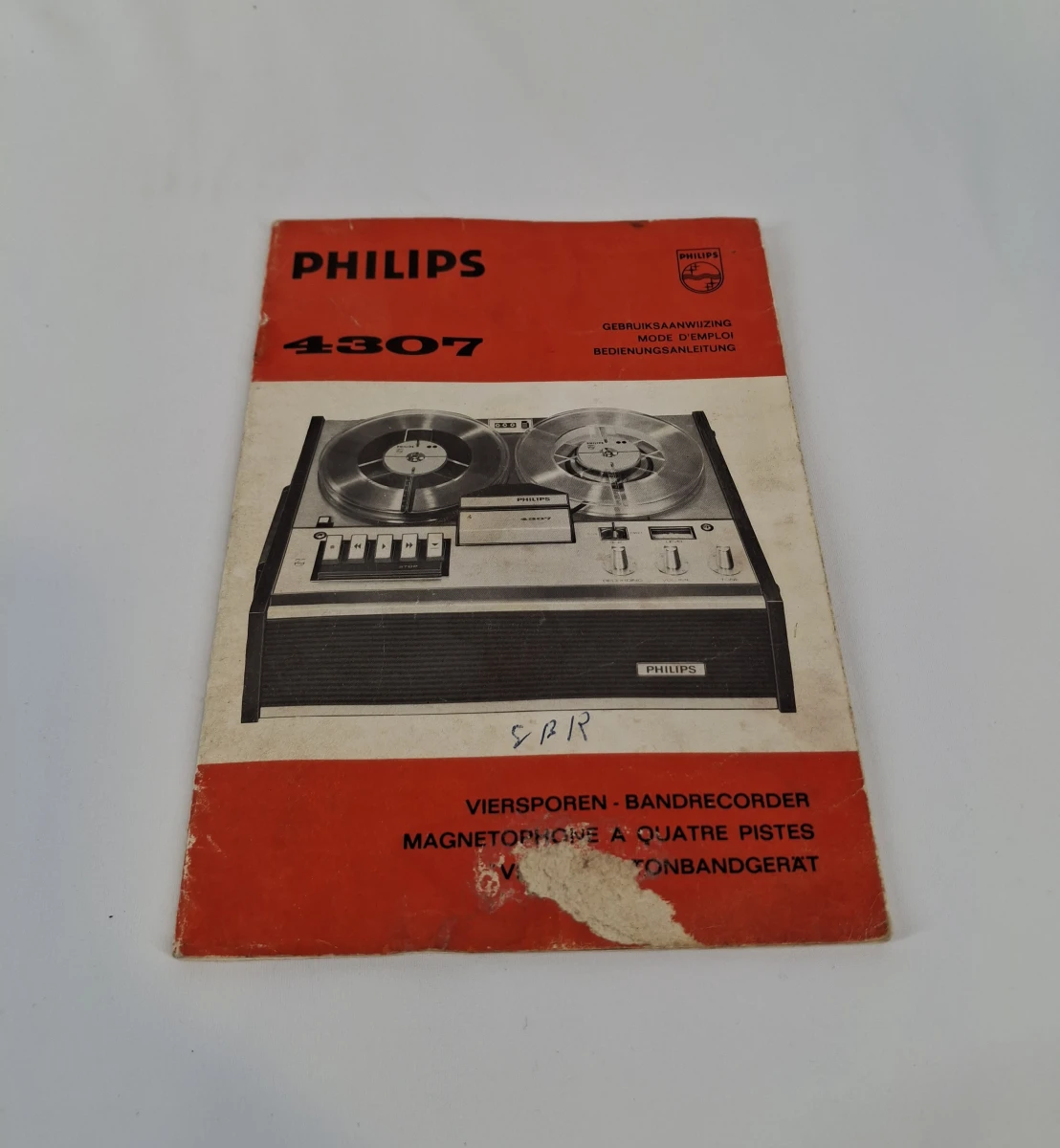 Vintage Philips 4307 viersporen bandrecorder met handleiding - foto 6