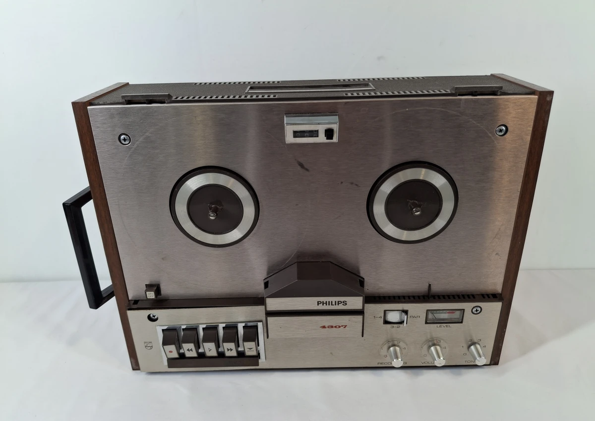 Vintage Philips 4307 viersporen bandrecorder met handleiding - foto 2
