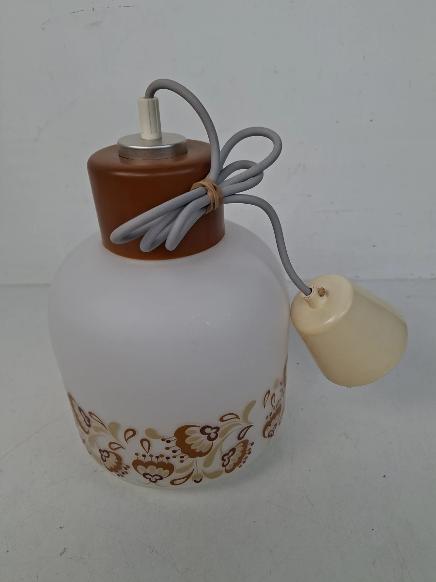 Prachtige Jaren '70 Vintage Opaline Hanglamp – Sfeervolle Space Age Retro Blikvanger! - foto 2