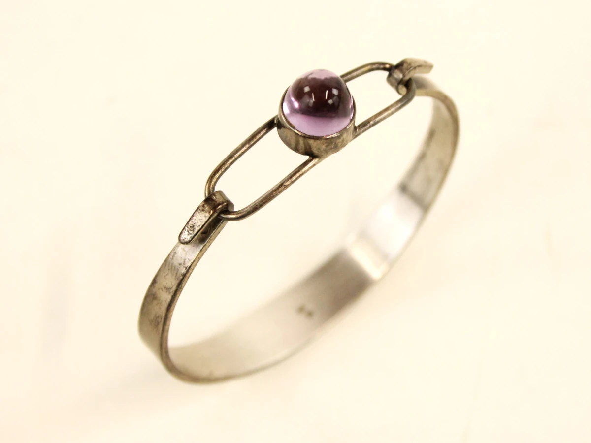 Modernistische armband in .835 zilver met paarse cabochon - foto 5