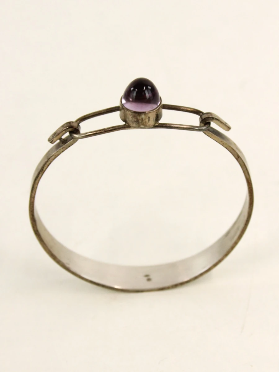 Modernistische armband in .835 zilver met paarse cabochon - foto 6