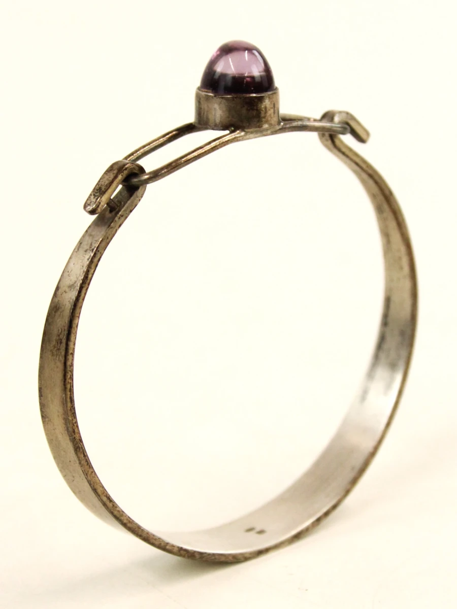 Modernistische armband in .835 zilver met paarse cabochon - foto 7