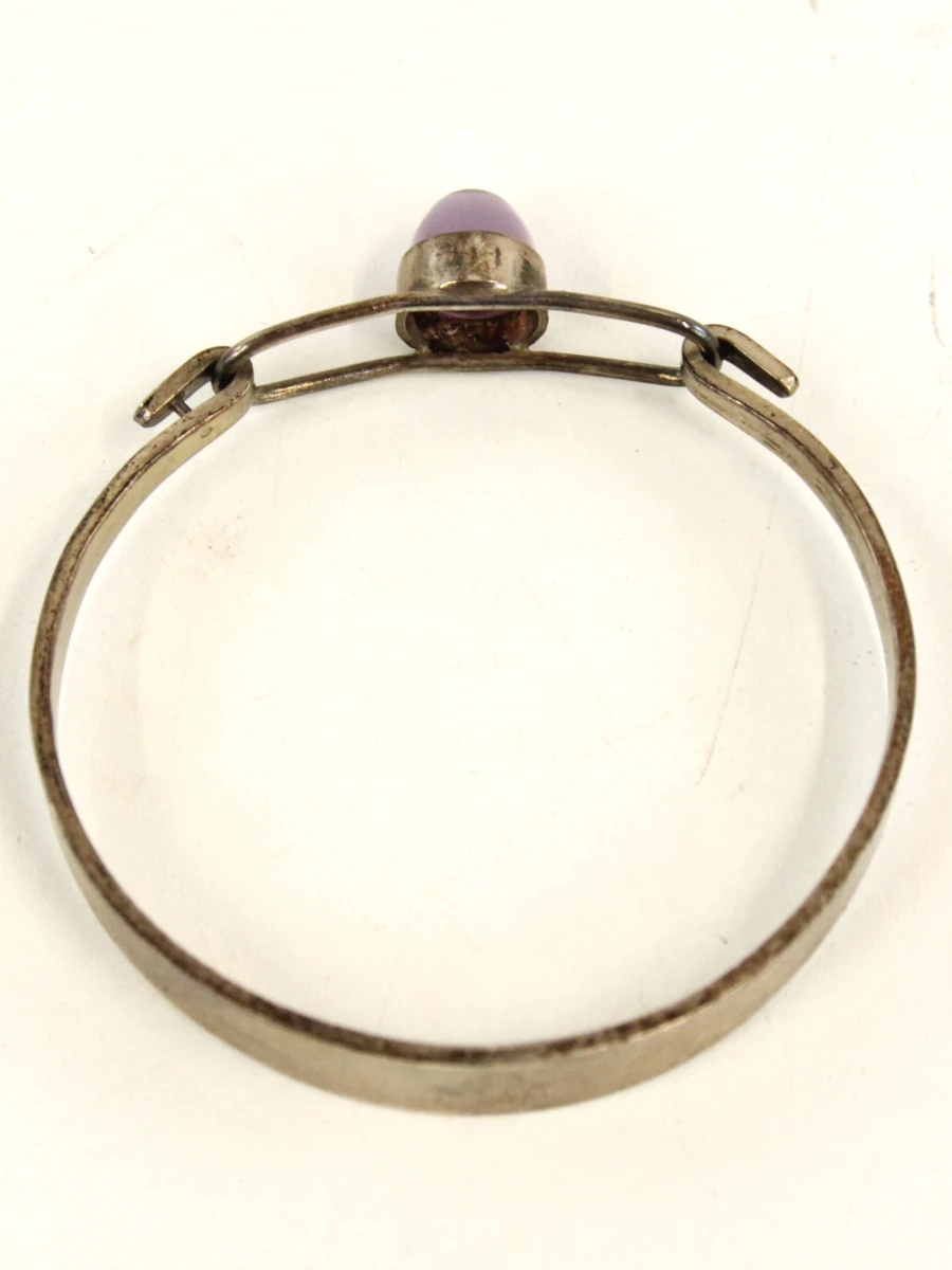 Modernistische armband in .835 zilver met paarse cabochon - foto 8