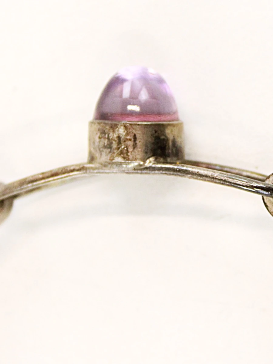 Modernistische armband in .835 zilver met paarse cabochon - foto 9